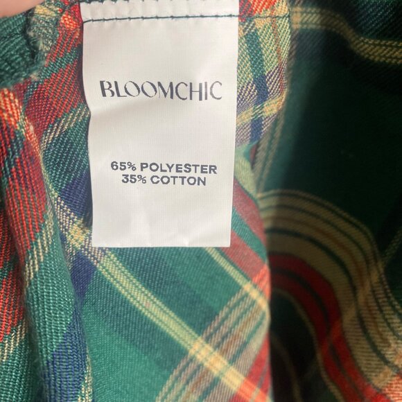 NWT Bloomchic Midi Dress Size 14/16 Red Green‎ Plaid Flannel Belted - Picture 6 of 11